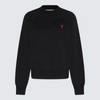 AMI ALEXANDRE MATTIUSSI AMI PARIS BLACK AND RED COTTON BLEND SWEATSHIRT