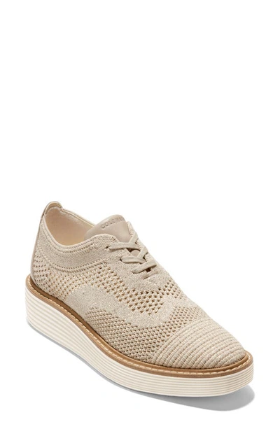 Cole Haan Grid Stitch Womens Knit Lifestyle Athletic And Training Shoes In Rye Knit-ivory Stitchlite