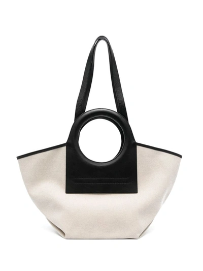 Hereu Cala Small Canvas And Leather Tote Bag In Beige