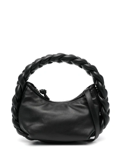 Hereu Espiga Mini Plaited-handle Leather Handbag In Black