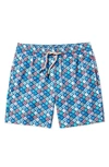 Fair Harbor Kids' Bayberry Fish Print Water Repellent Swim Trunks In Lagoon Angelfish