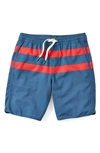 Fair Harbor Little Boy's & Boy's Striped Anchor Shorts In Red Stripe