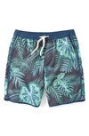 FAIR HARBOR KIDS' ANCHOR LEAF PRINT WATER REPELLENT SWIM TRUNKS