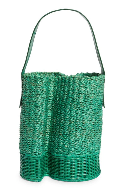 Sacai Interwoven Bucket Bag In Green