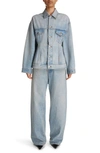 Balenciaga Hourglass-shaped Denim Jacket In Light Indigo/ Madder