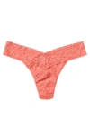 Hanky Panky Stretch Lace Traditional-rise Thong In Snapdragon Peach