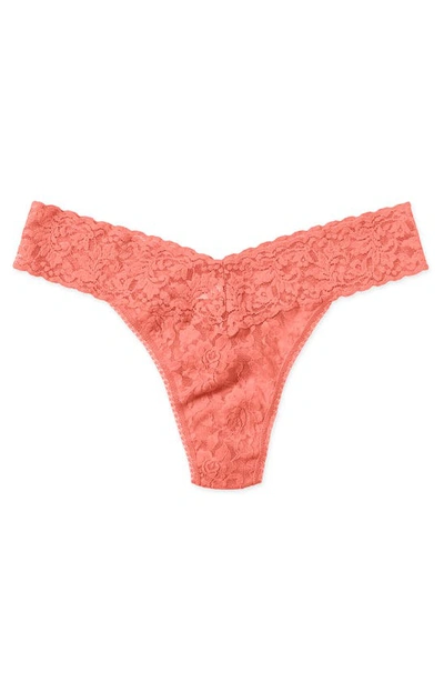 Hanky Panky Stretch Lace Traditional-rise Thong In Snapdragon Peach