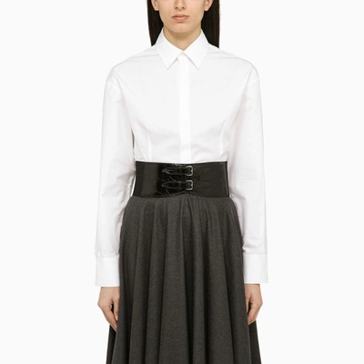 Alaïa Belted Cotton-poplin Shirt In White