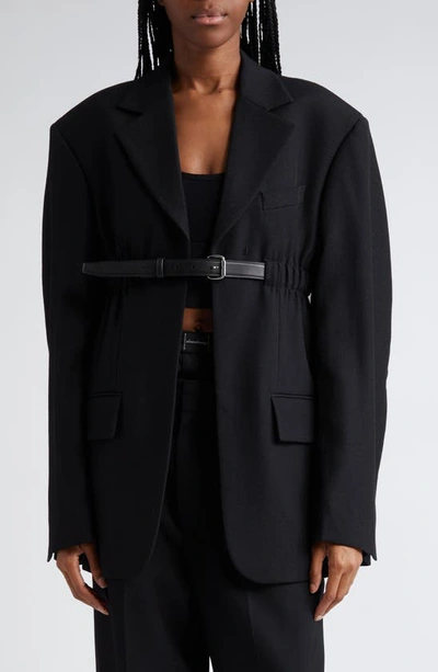 Alexander Wang Belted Wool Blazer In Black