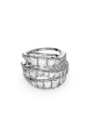 Swarovski Silver-tone Crystal Intertwined Wrap Ring In White