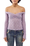 BDG URBAN OUTFITTERS RHIA OFF-THE-SHOULDER LACE TOP