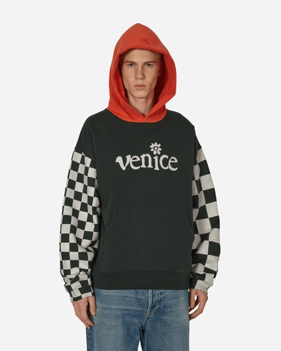 ERL VENICE CHECKED SLEEVE HOODED SWEATSHIRT