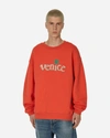Erl Red Crewneck Sweatshirt With Embroidered Logo In Red