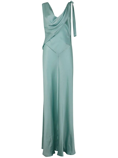 Alberta Ferretti Satin Long Dress Clothing In Blue