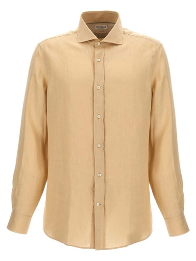 Brunello Cucinelli Hemp Shirt In Beis