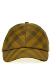 Burberry Checkered Cap With Curved Brim And Eyelets In Yellow