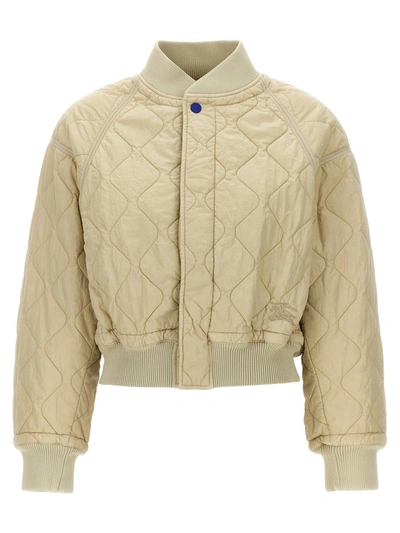 Burberry Quilted Bomber Jacket In Beige
