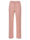 Burberry High Waist Straight Leg Textured Trousers In Pink