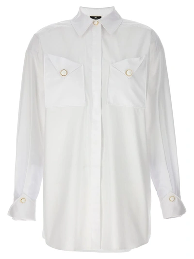 Elisabetta Franchi Embroidered Poplin Shirt In White
