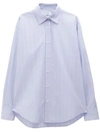 Filippa K Striped Poplin Organic Cotton Shirt In Blue