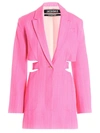Jacquemus Pink Le Raphia 'la Robe Bari' Minidress In Fuchsia