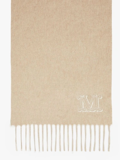 Max Mara Cashmere Stole With Embroidery In Light Beige