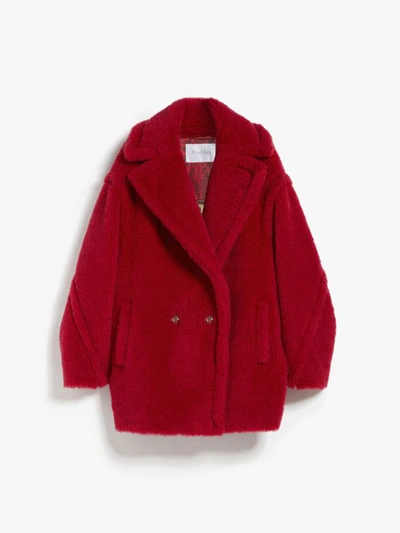 Max Mara Teddy Bear Icon Coat Short In Alpaca And Wool In Rosso