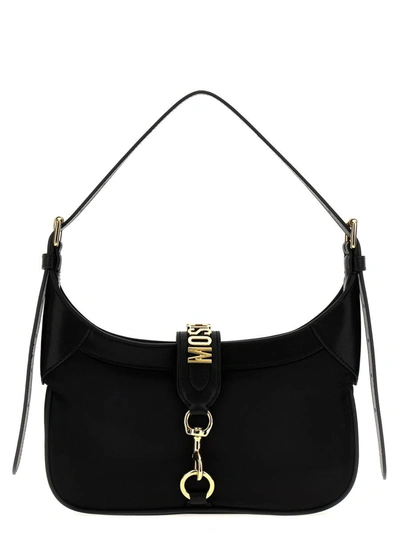 Moschino Logo Shoulder Bag In Black