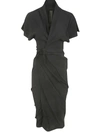 Rick Owens Draped Crepe Midi Wrap Dress In Black