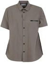 Sacai Zip-pocket Spread-collar Shirt In Brown