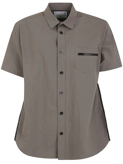 Sacai Matte Taffeta Shirt Clothing In Brown