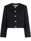 Thom Browne Women's Box Pleat Wool Cardigan Jacket In Blue