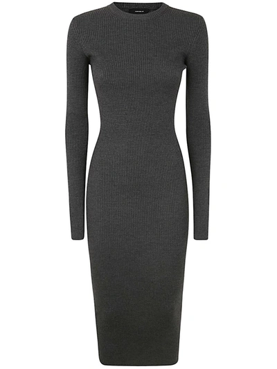 Wardrobe.nyc Ribbed Long Sleeve Dress In Gray