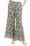 Max Studio Wide Leg Pull On Pants In Army/ Crm Slavic Flrl Hrts