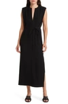 Rag & Bone Harriet Tie Waist Sleeveless Maxi Dress In Black