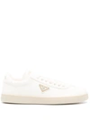 Prada Downtown Leather Sneakers In Avorio