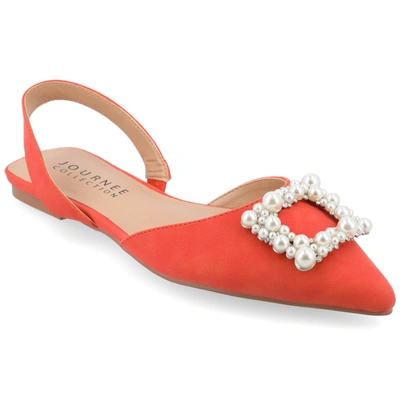 Journee Collection Women's Hannae Wide Width Embellished Flats In Orange