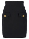 BALMAIN CONTRAST BUTTON MINI SKIRT SKIRTS BLACK