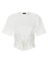 Mugler Corset Detail Cotton T-shirt In Blanco