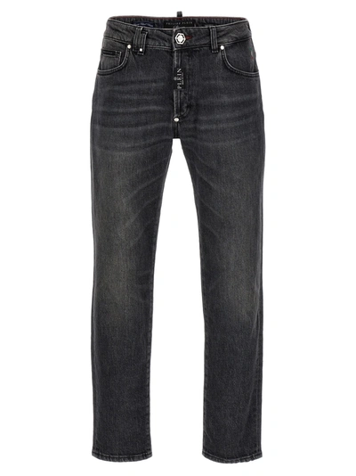 Philipp Plein Denim Jeans In Grey