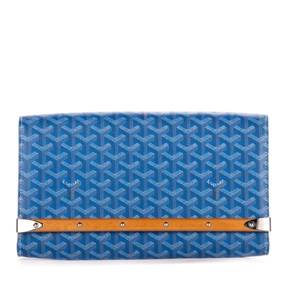 Pre-owned Goyard Monte Carlo Bois Clutch In Blue