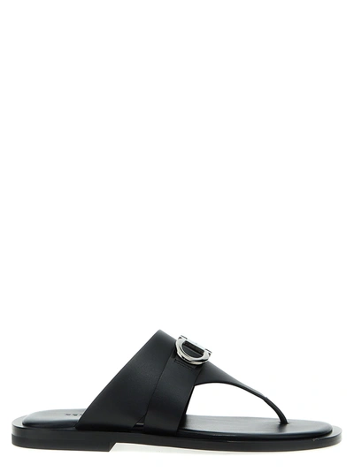 Ferragamo Gancini Decorative Slippers In Black