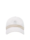 BRUNELLO CUCINELLI PEAKED HAT WITH LOGO ON THE FRONT