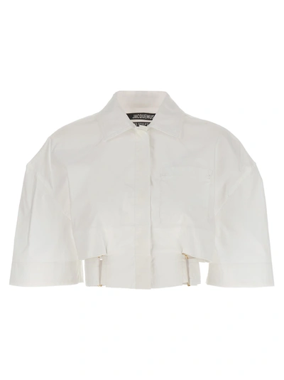 Jacquemus La Chemise Courte Bari Shirt, Blouse White