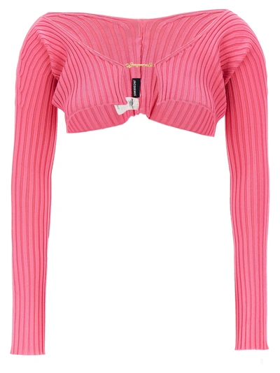 JACQUEMUS LE MAILLE PRALU SWEATER, CARDIGANS FUCHSIA