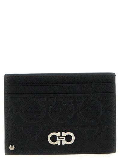 Ferragamo Logo-debossed Leather Cardholder In Black