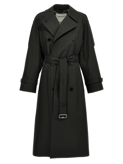 Burberry Long Trench Coat In Black