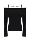 Jacquemus Fitted Off-the-shoulder Long Sleeve Top With Strap Details