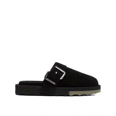 Off-white Suede Sandals With Buckle In Black