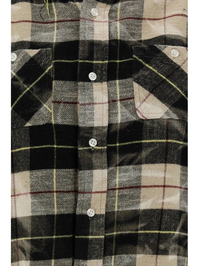 R13 Distressed Checked Cotton-flannel Shirt In Irregular Bleach Beige/black/yellow
